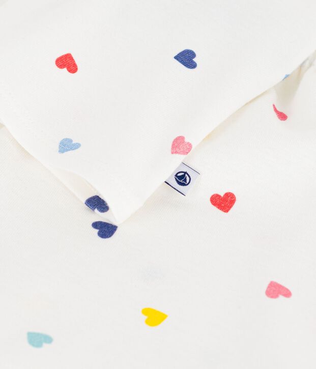 Children's short and strappy heart print cotton pyjamas white/multicolor