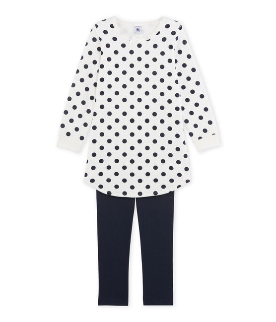 Girl's terry velour nightshirt SMOKING blue/LAIT white/SMOKING