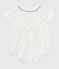 Babies' short-sleeved spotty print cotton rompers with a collar MARSHMALLOW white/MULTICO white