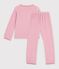 Children's velour pyjamas with a heart motif pink