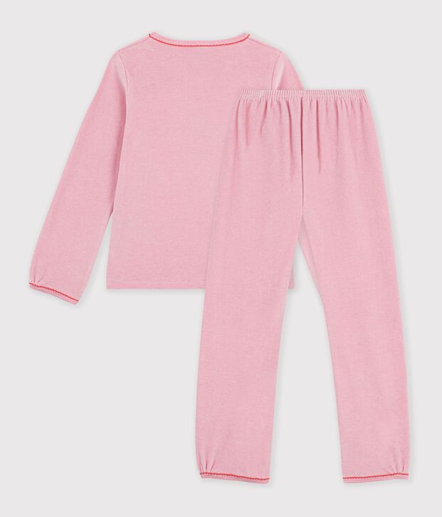 Children's velour pyjamas with a heart motif pink