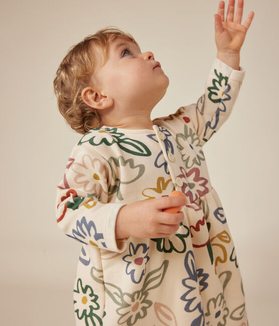 Babies' long-sleeved dress AVALANCHE white/MULTICO