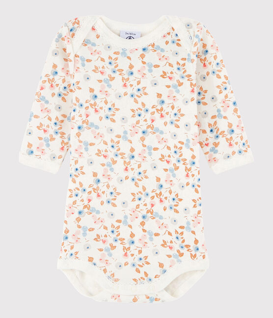 Baby Girls' Long-Sleeved Bodysuit MARSHMALLOW white/MULTICO white