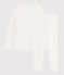 Girls' Polka Dot Ribbed Pyjamas MARSHMALLOW white/MEDIEVAL blue
