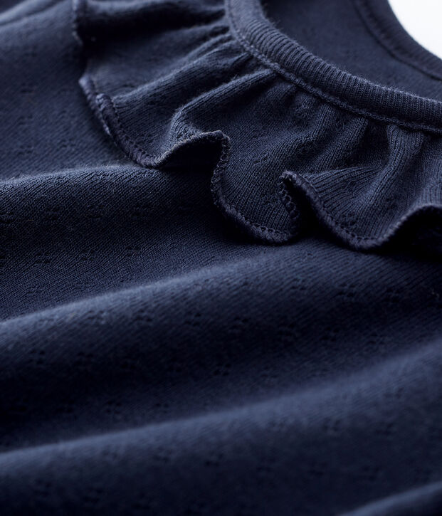 Baby Girls' Short-Sleeved Cotton Openwork Blouse SMOKING