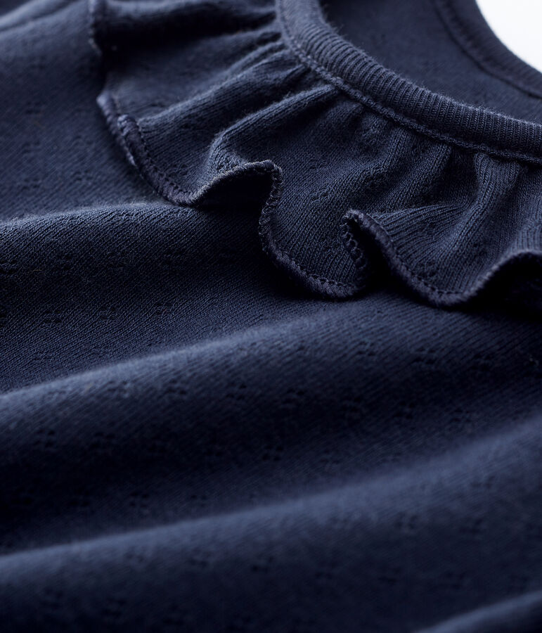 Baby Girls' Short-Sleeved Cotton Openwork Blouse blue