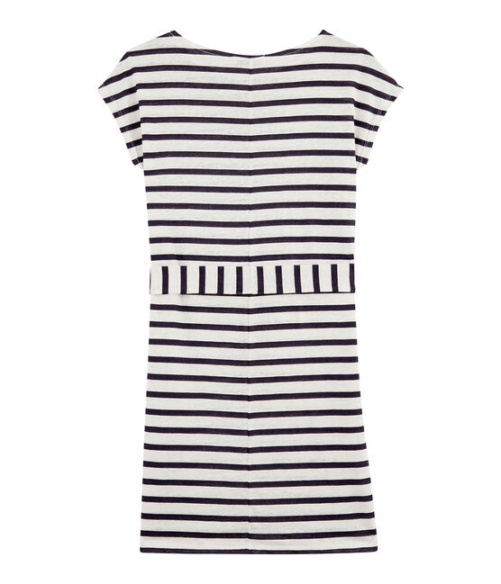 Women's linen dress MARSHMALLOW white/MEDIEVAL blue