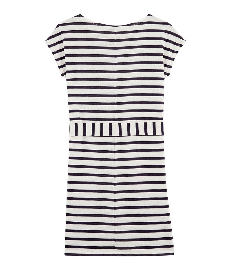 Women's linen dress white/blue