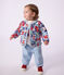 Babies' quilted cotton jacket, printed with flowers MARSHMALLOW white/MULTICO white
