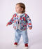 Babies' quilted cotton jacket, printed with flowers white/multicolor
