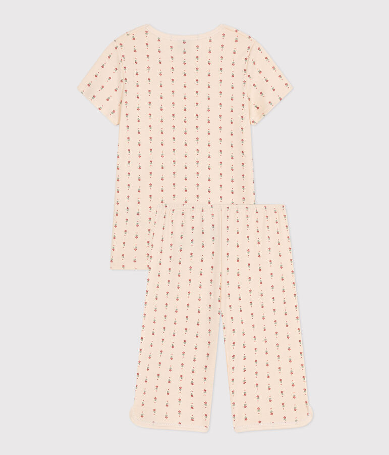 Children's Floral Print Cotton Capri Pyjamas AVALANCHE white/MULTICO