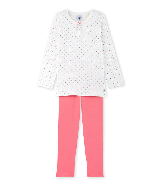 Girls' polka dot pyjamas LAIT white/CARMEN red/MULTICO