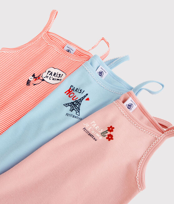Girls' Paris-Themed Cotton Vest Tops - 3-Pack variante 1