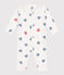 Babies' stripy footless cotton pyjamas with a heart-patterned collar MARSHMALLOW white/MULTICO white
