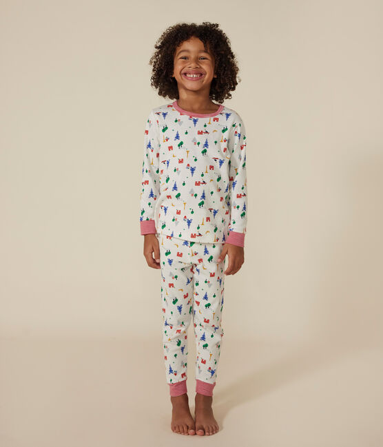 Children's Paris Print Cotton Pyjamas MARSHMALLOW white/MEDIEVAL blue/MULTICO