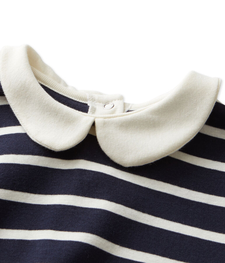 T-shirt fille manches longues ray&eacute; blue/white