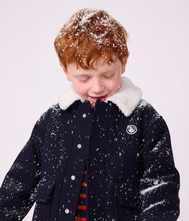 Children's pea coat-style jacket in plain woollen broadcloth SMOKING