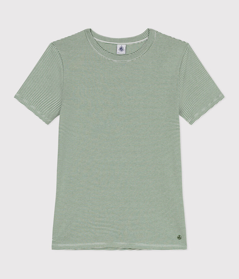 Women's iconic striped cotton T-Shirt green/white