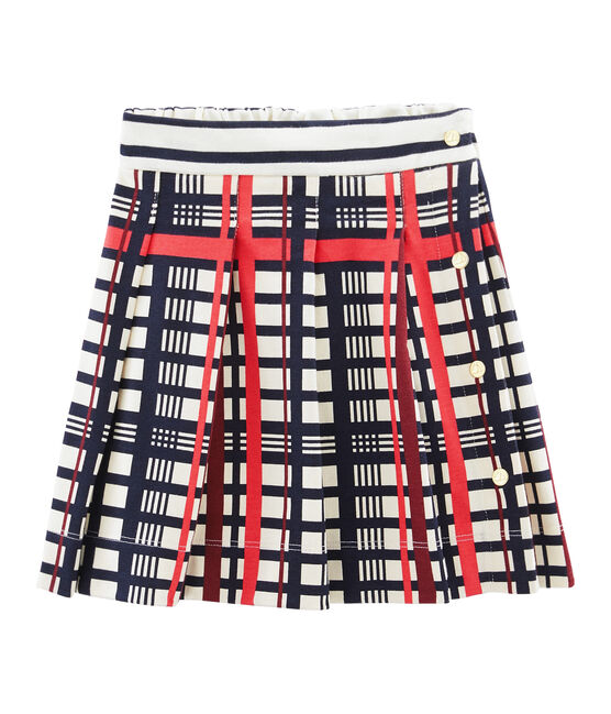 Girls' Pleated Checked Skirt MARSHMALLOW white/MULTICO white