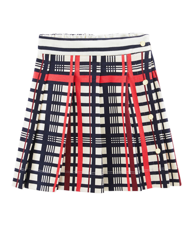 Girls' Pleated Checked Skirt white/multicolor