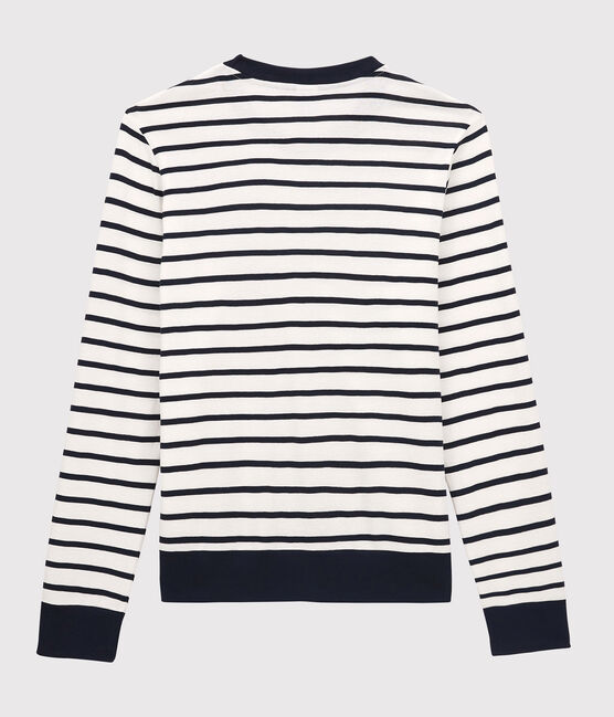 Women's Breton Stripe Cotton T-Shirt MARSHMALLOW white/SMOKING blue