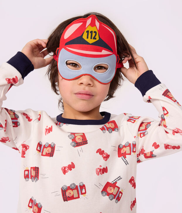 Children's cotton firefighter costume pyjamas white/multicolor