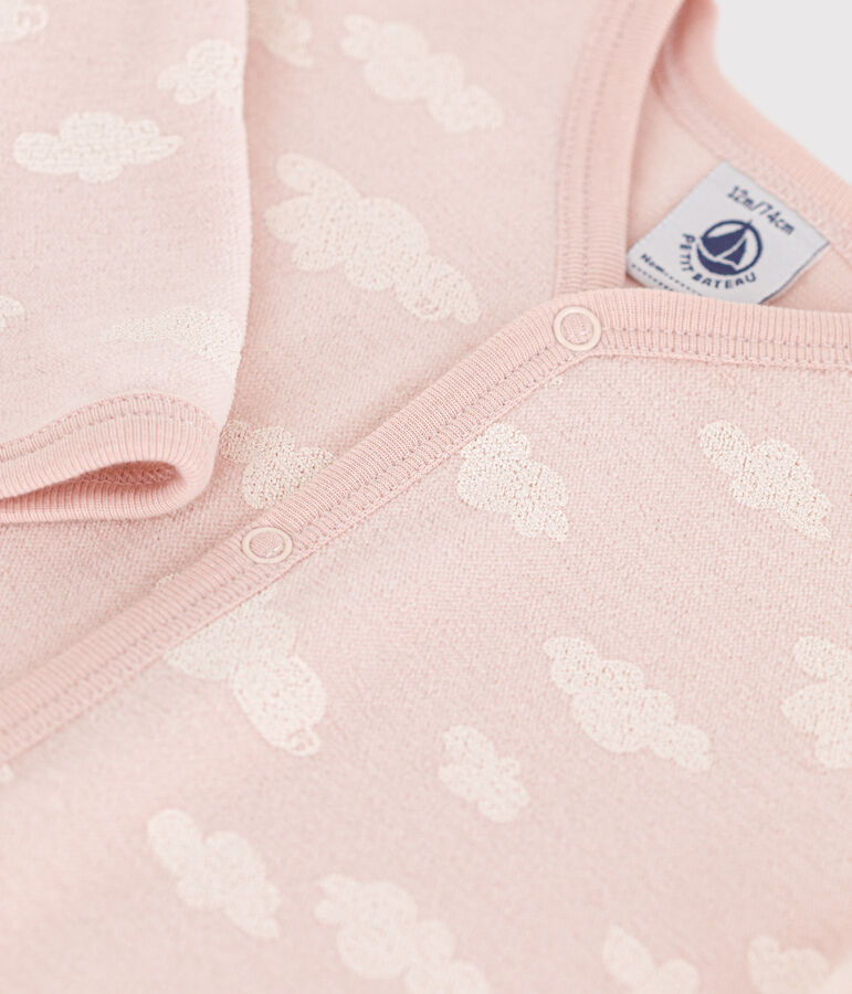 Babies' Cloud Patterned Velour Pyjamas pink/white