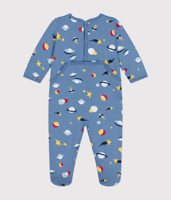 Babies' brushed fleece space print pyjamas BEACH blue/MULTICO