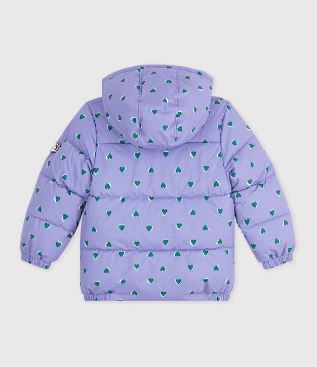 Children's heart print puffer jacket purple/multicolor
