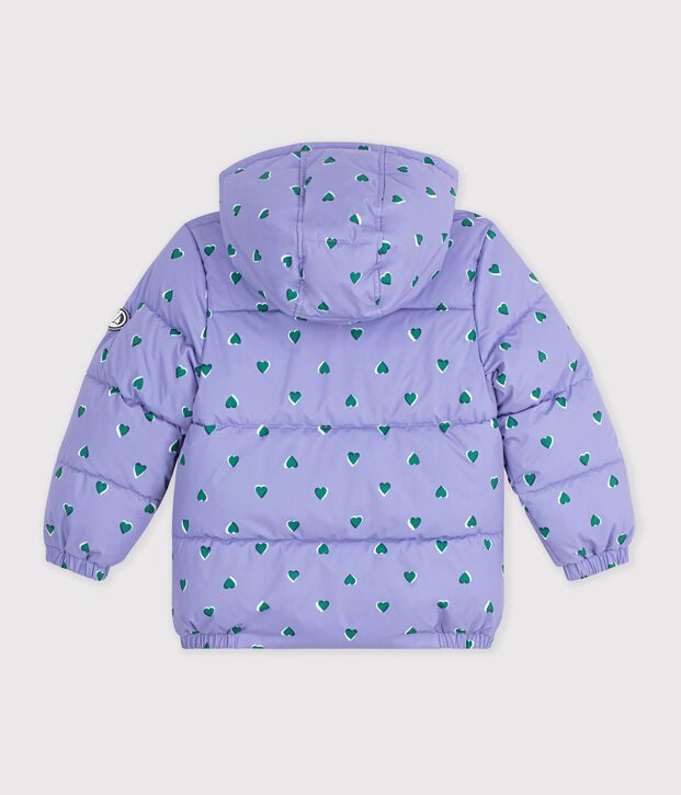 Children's heart print puffer jacket purple/multicolor