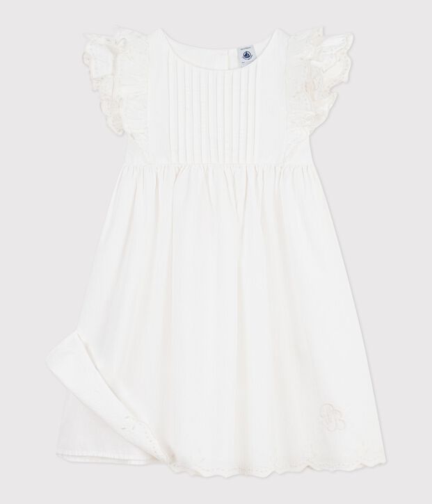 Children's short-sleeved plain cotton dress white