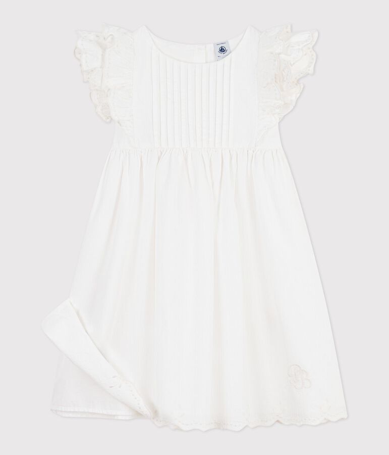 Children's short-sleeved plain cotton dress white