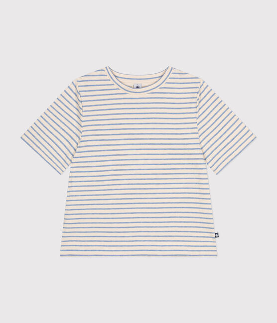 Women's Boxy tube knit T-shirt AVALANCHE white/SKY CHINE
