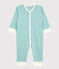 Stripy Cotton and Lyocell Sleepsuit MIROIR blue/MARSHMALLOW white