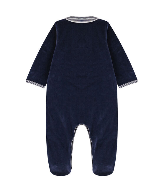Babies' Velour Neck Sleepsuit SMOKING blue