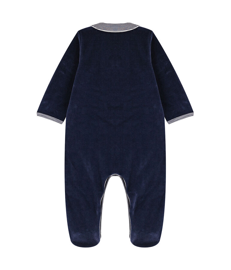 Babies' Velour Neck Sleepsuit blue