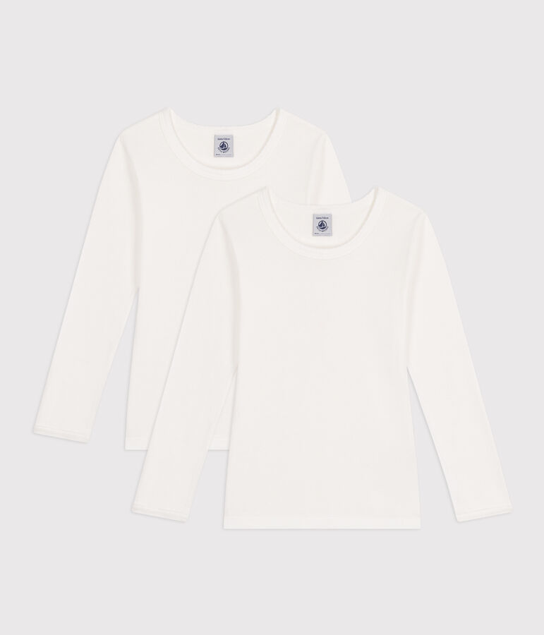 Girls' Long-sleeved White T-Shirts - 2-Pack multicolor