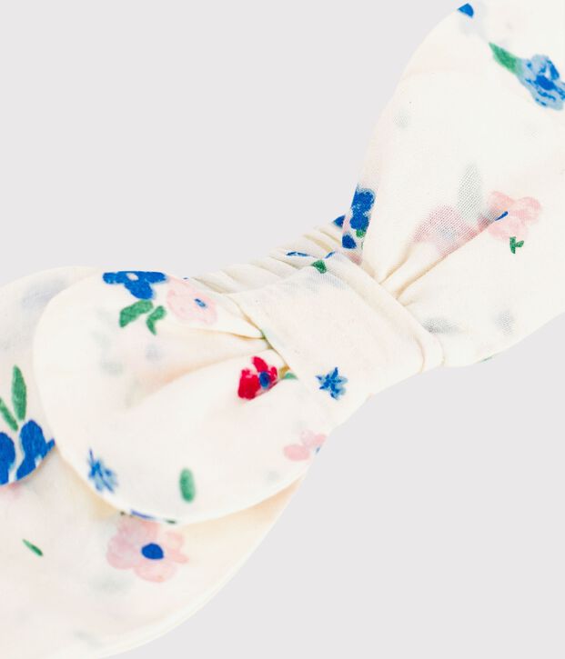 Baby girls' hairband in floral-print poplin white/multicolor