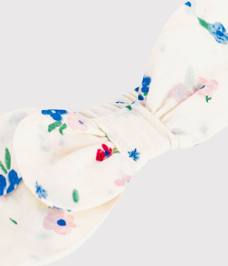 Baby girls' hairband in floral-print poplin MARSHMALLOW white/MULTICO white
