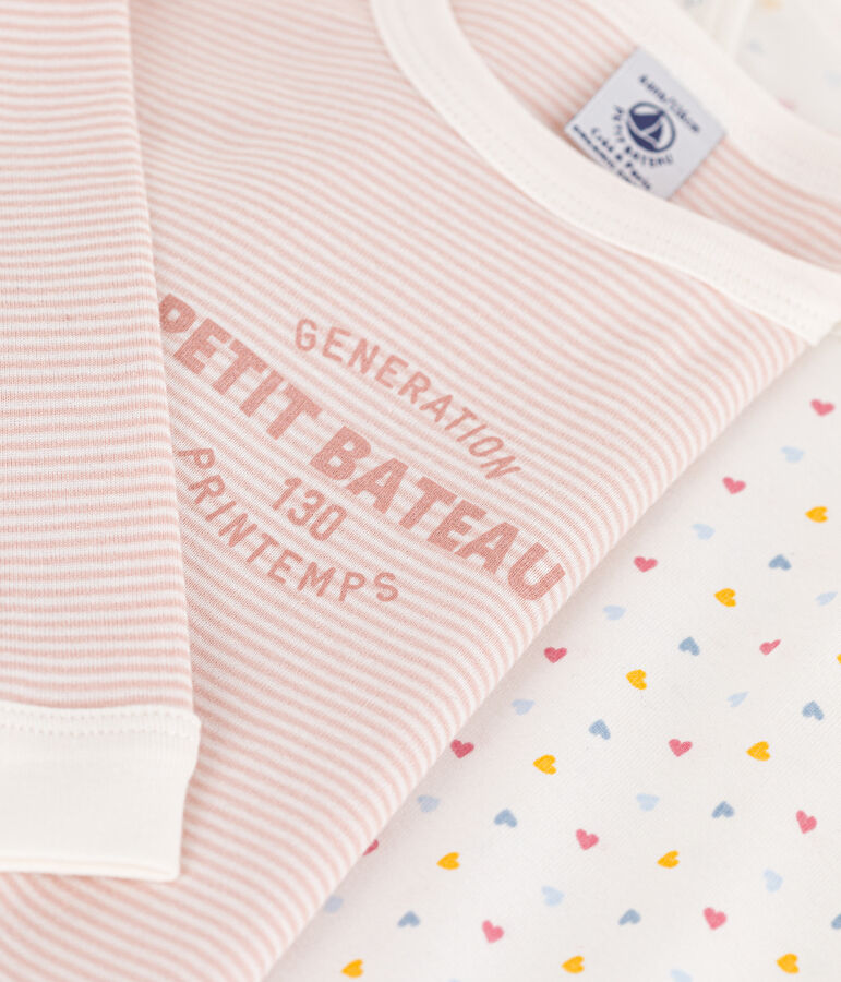 Girls' Small Heart Pattern Cotton Pyjamas - 2-Pack multicolor