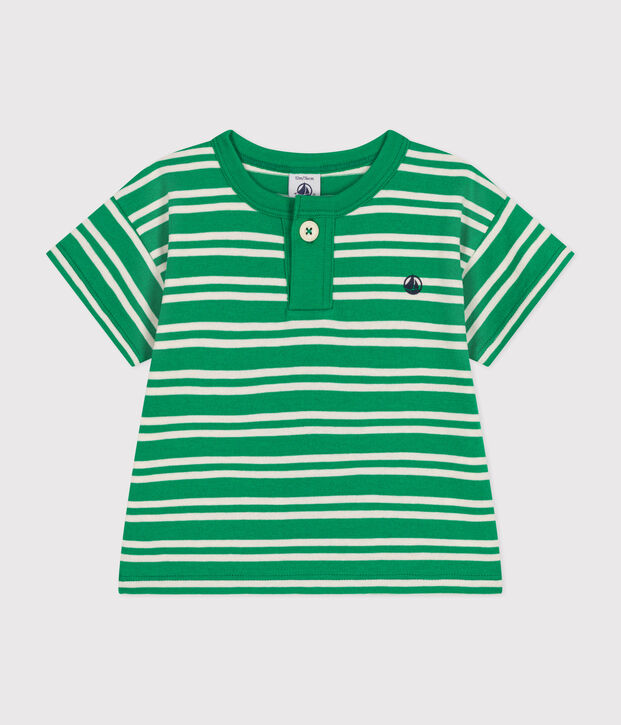 Babies' Short-Sleeved Jersey T-Shirt green/ecru