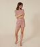 Women's Stripy Cotton Pyjama Shorts and T-shirt FAMEUX /MARSHMALLOW