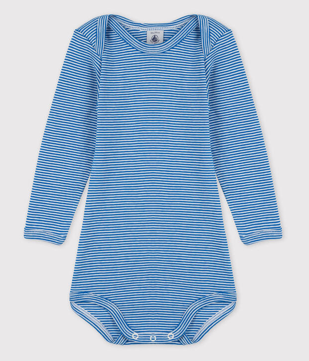 Baby Girls' Long-Sleeved Bodysuit blue/white