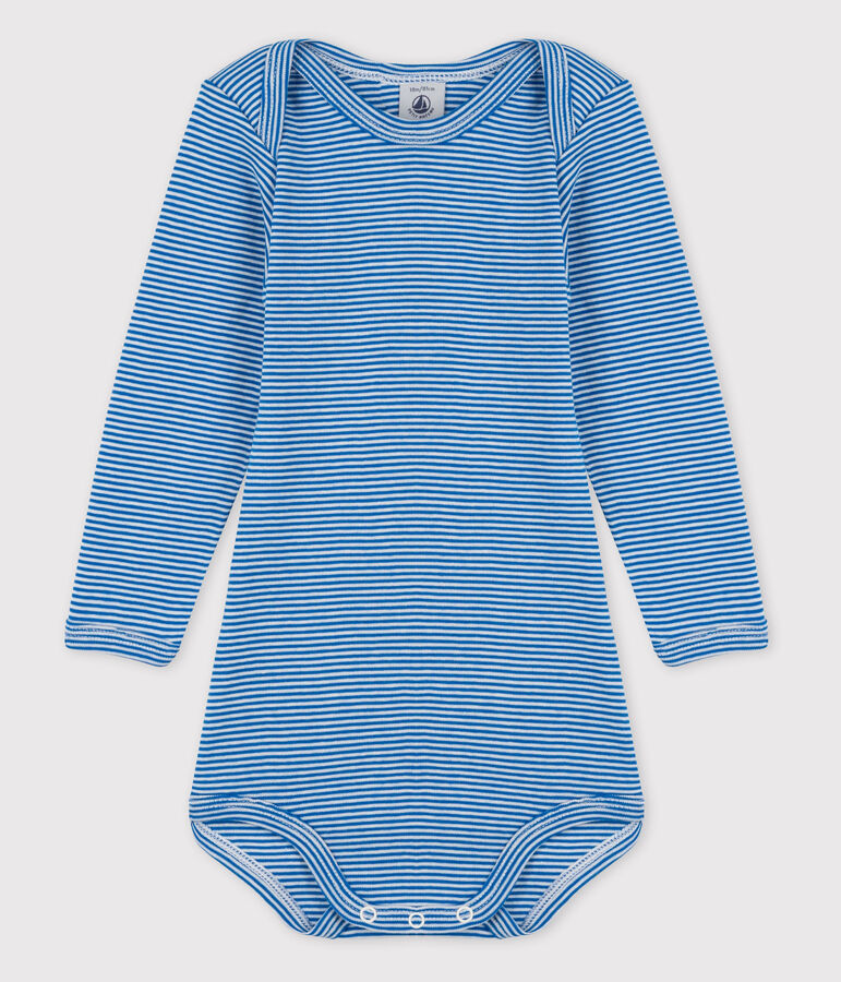 Baby Girls' Long-Sleeved Bodysuit blue/white