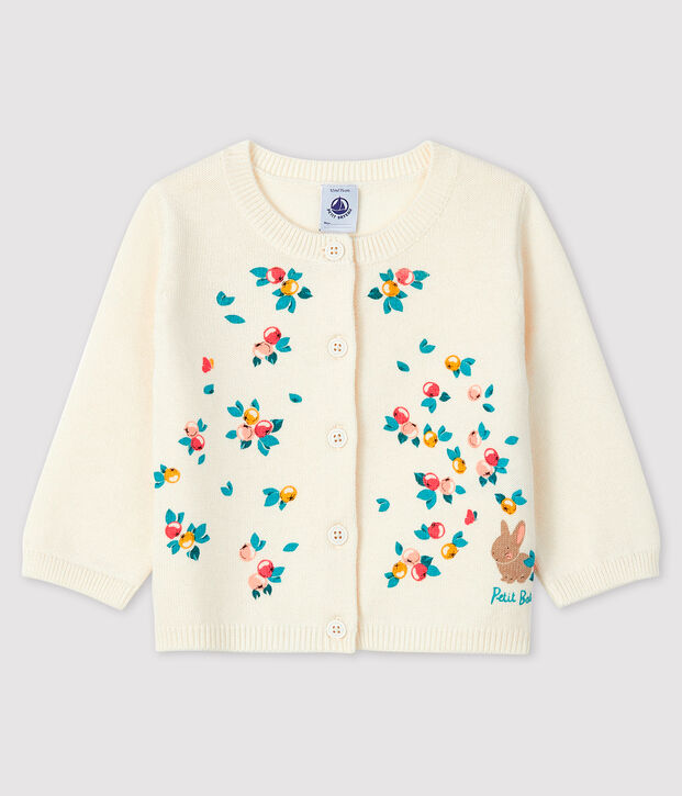 Baby girl's long-sleeved cardigan white