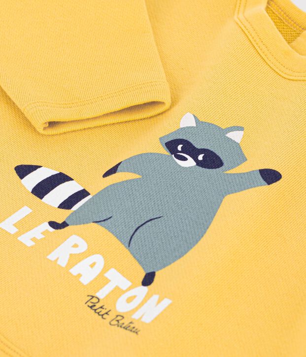 Babies' animal print cotton sweatshirt yellow