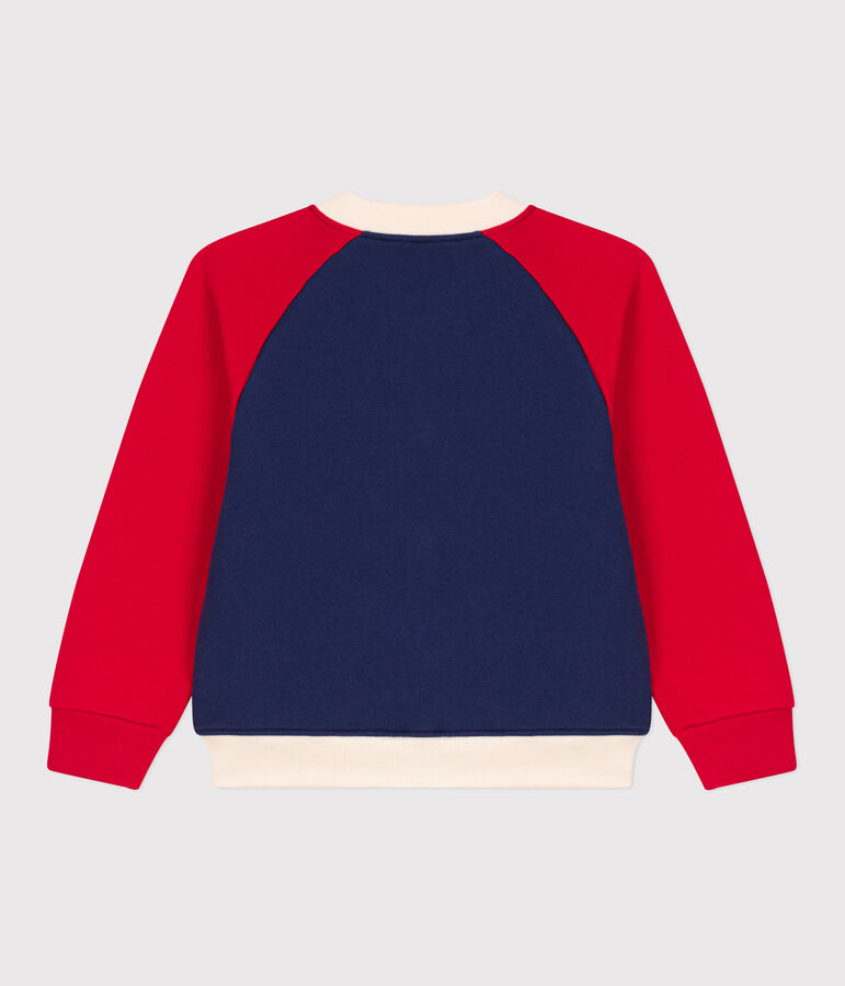 Boys' Fleece Baseball Jacket CHALOUPE blue/MULTICO white