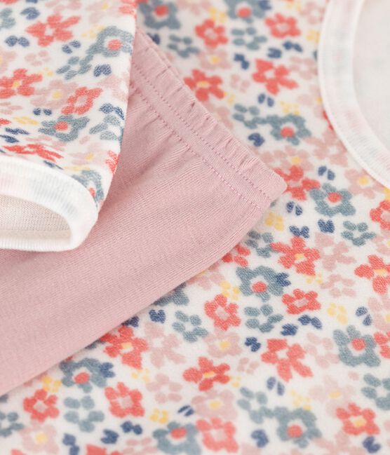 Children's floral print fleece nightdress and leggings JOLI pink/MULTICO white