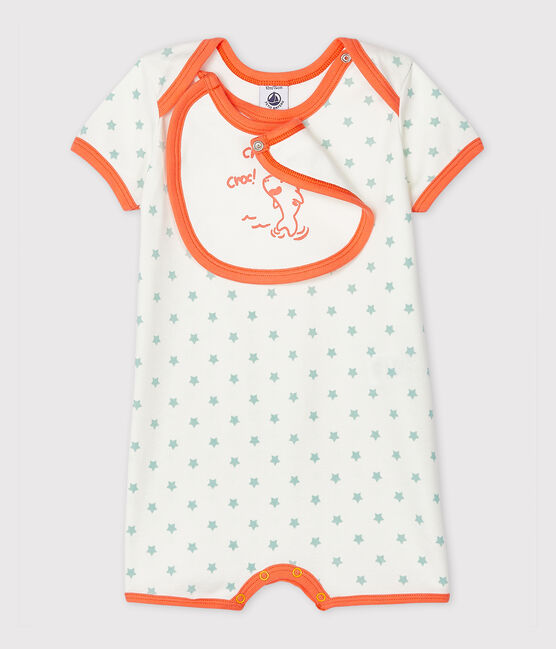 Baby Boys' Ribbed Playsuit MARSHMALLOW white/VERGLAS green