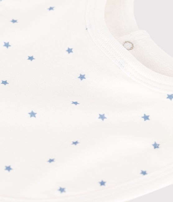 Newborn's printed cotton bib MARSHMALLOW blue/GOMME white